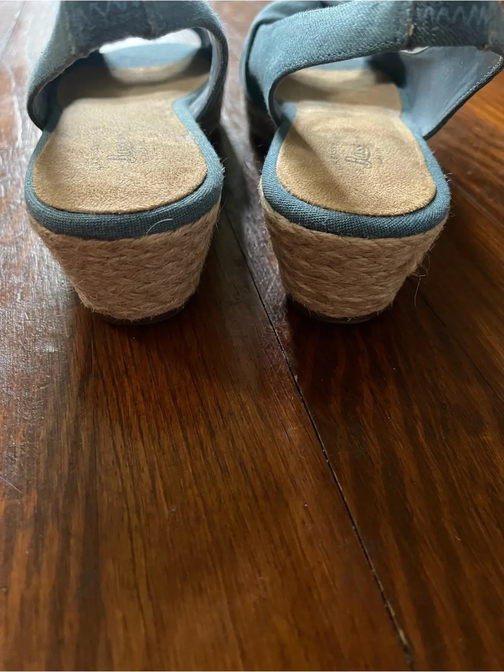 G.H. Bass & Co. Women’s Blue Denim Knotted Slingback Espadrille Wedges - Size 10